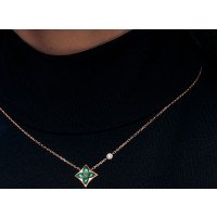 컬러 블라썸 BB 스타 펜던트, 핑크 골드, 말라카이트와 다이아몬드